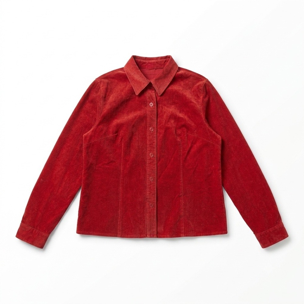 Vintage Bushwacker Womens XL Red Genuine Suede Leather Shirt Jacket Shacket 90s